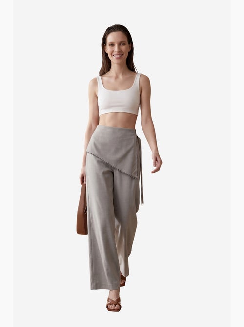 Pantalon en crêpe à jambe large et taille haute my fashion - Kiabi