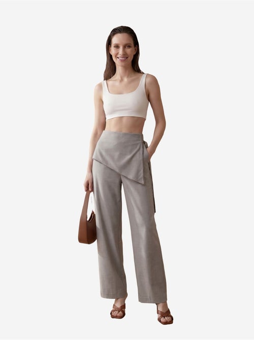 Pantalon en crêpe à jambe large et taille haute my fashion - Kiabi