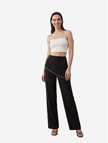 Pantalon en crêpe à jambe large et taille haute my fashion