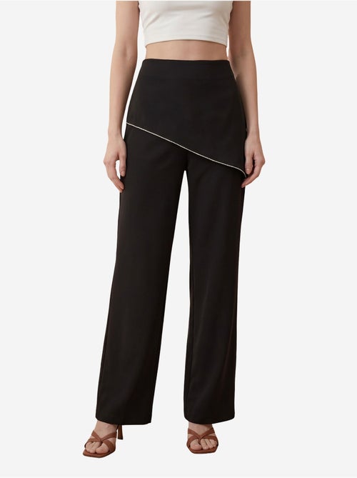 Pantalon en crêpe à jambe large et taille haute my fashion - Kiabi Pantalon en crêpe à jambe large et taille haute my fashion - Kiabi