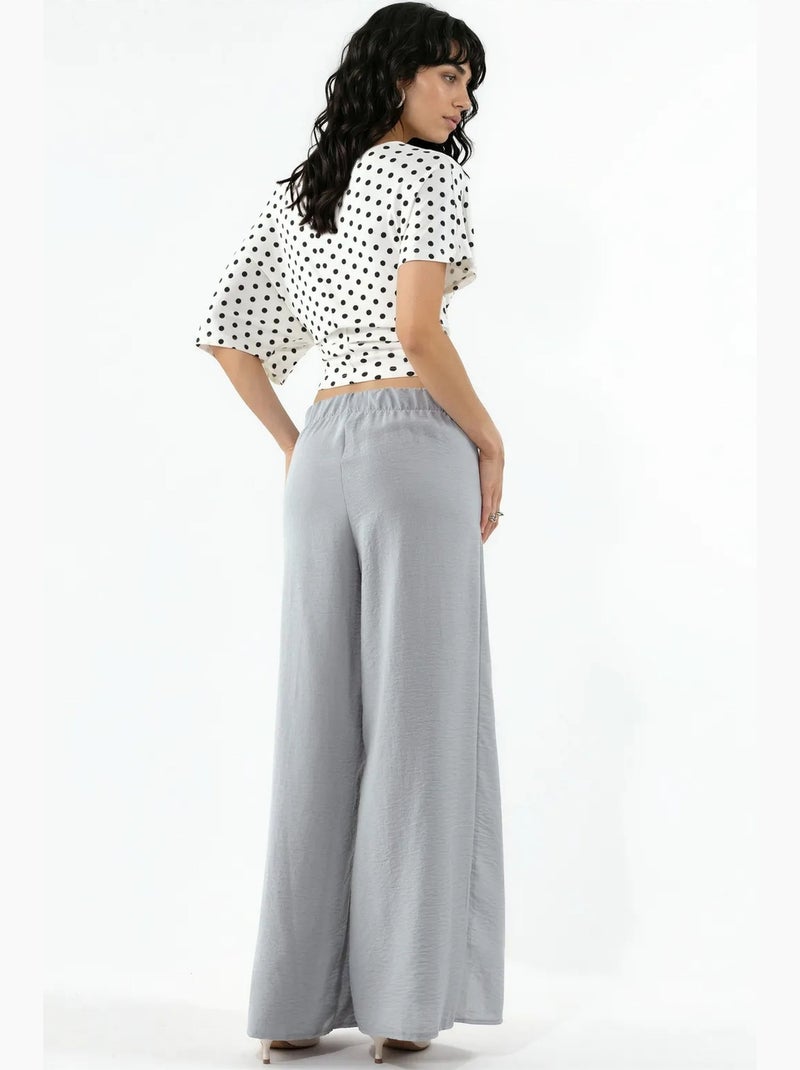 Pantalon en crêpe à taille élastiquée avec cordon de serrage et détail noué busem Gris clair - Kiabi