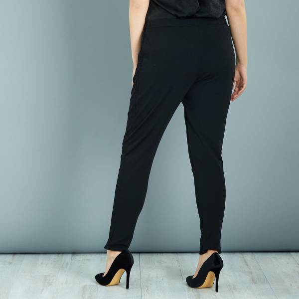 pantalon crepe noir femme