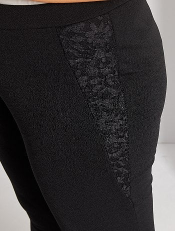 Pantalon en crêpe avec dentelle - Kiabi