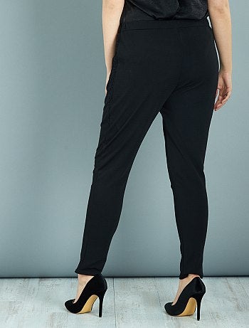 Pantalon en crêpe avec dentelle - Kiabi