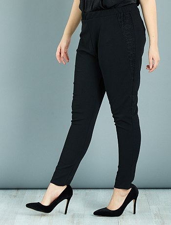Pantalon en crêpe avec dentelle - Kiabi