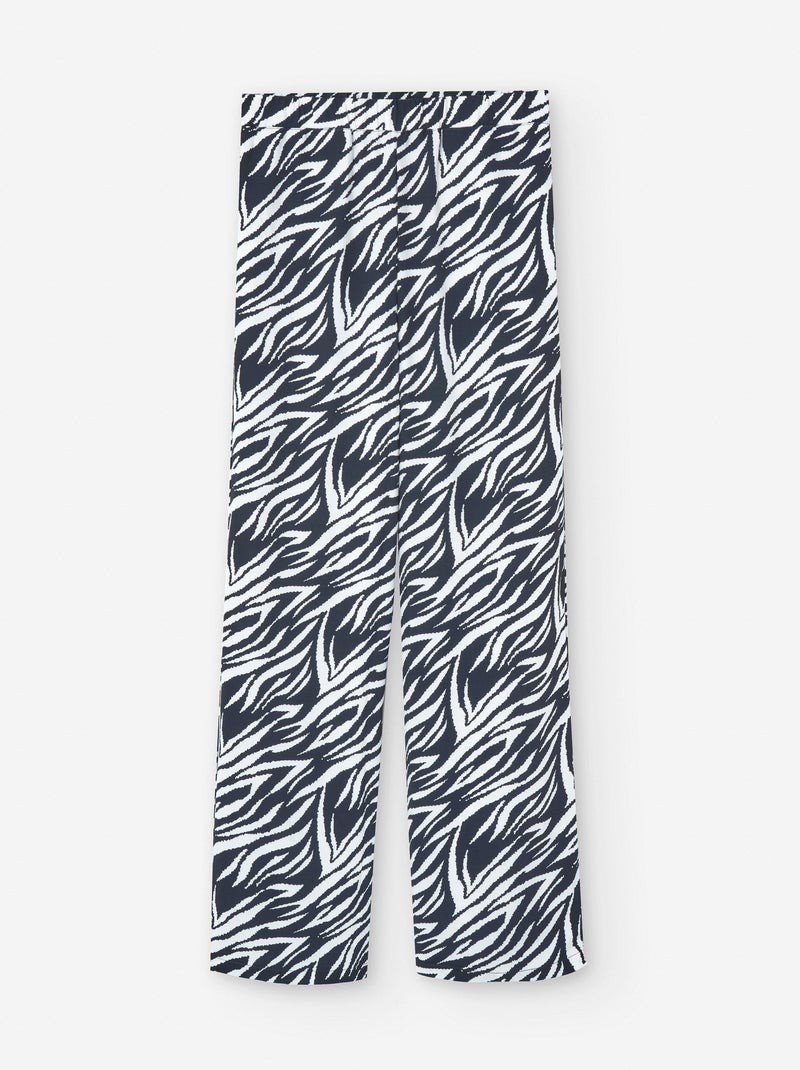 Pantalon en Crêpe avec Motif Noir - Kiabi