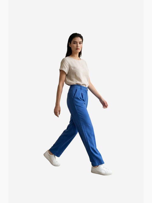 Pantalon en crêpe taille haute à jambe droite my fashion - Kiabi Pantalon en crêpe taille haute à jambe droite my fashion - Kiabi