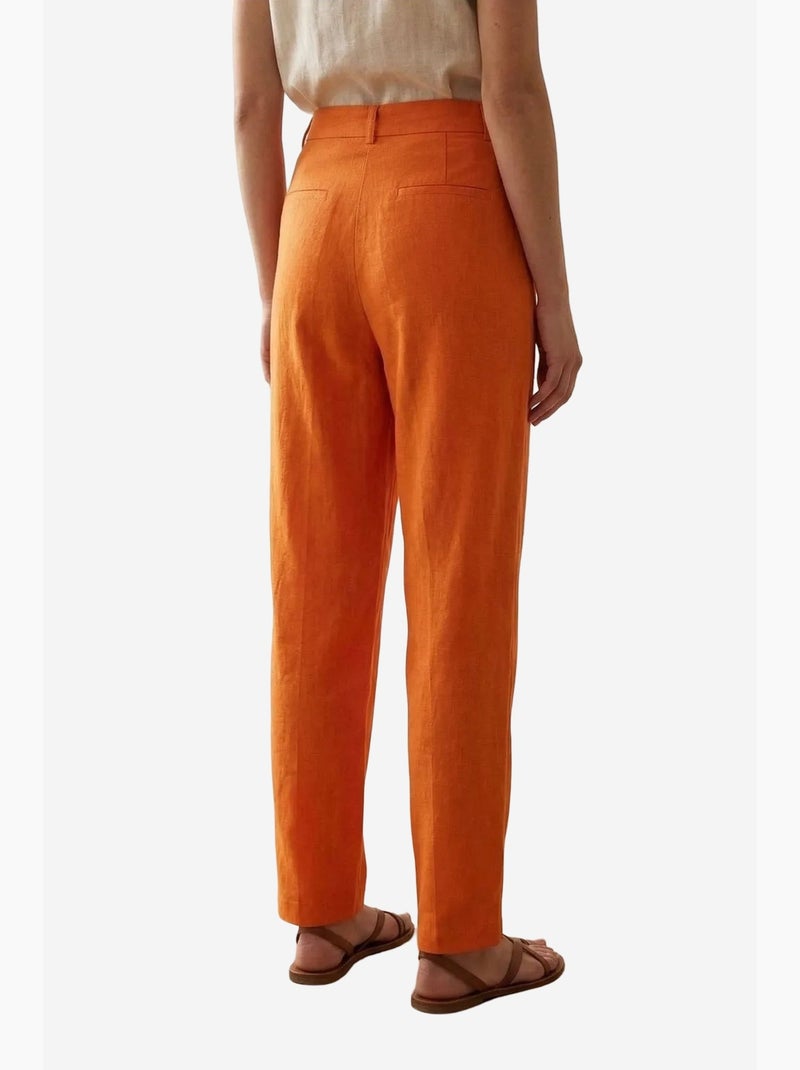 Pantalon en crêpe taille haute à jambe droite my fashion Orange - Kiabi