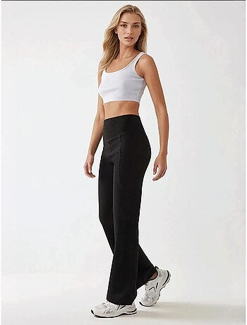 Pantalon en crêpe taille haute à jambes larges