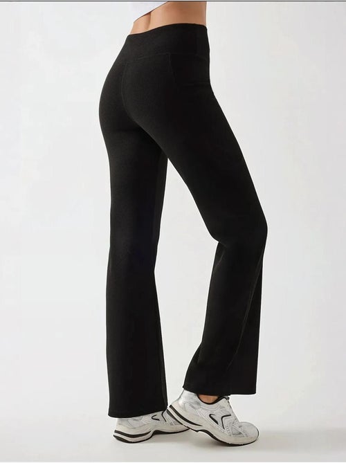 Pantalon en crêpe taille haute à jambes larges - Kiabi