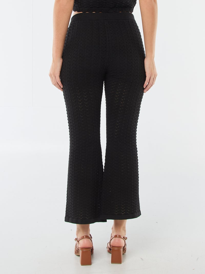 Pantalon en crochet flare Noir - Kiabi