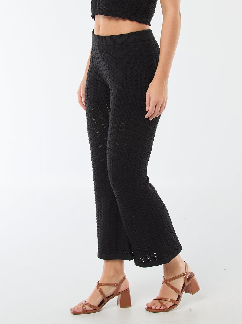 Pantalon en crochet flare Noir - Kiabi