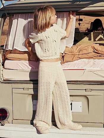 Pantalon en crochet forme flare / coupe évasée