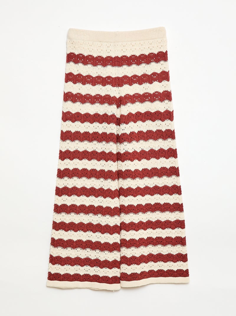 Pantalon en crochet forme flare / coupe évasée Marron - Kiabi