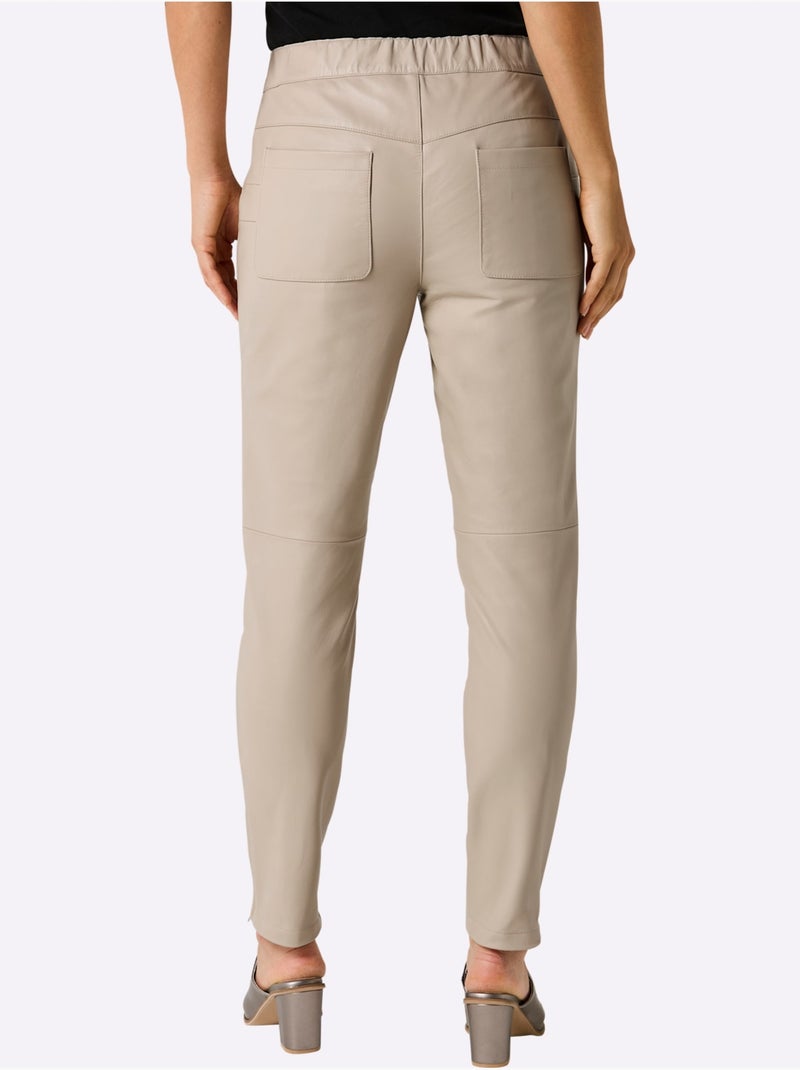 Pantalon En Cuir Cuir Agneau Nappa - Taille Standard - helline Beige - Kiabi