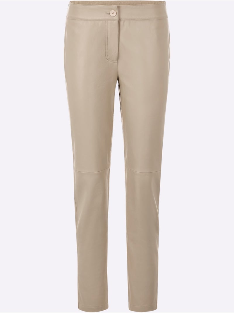 Pantalon En Cuir Cuir Agneau Nappa - Taille Standard - helline Beige - Kiabi