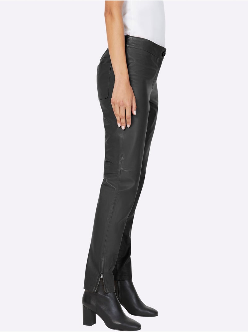 Pantalon En Cuir Cuir Agneau Nappa - Taille Standard - helline Noir - Kiabi