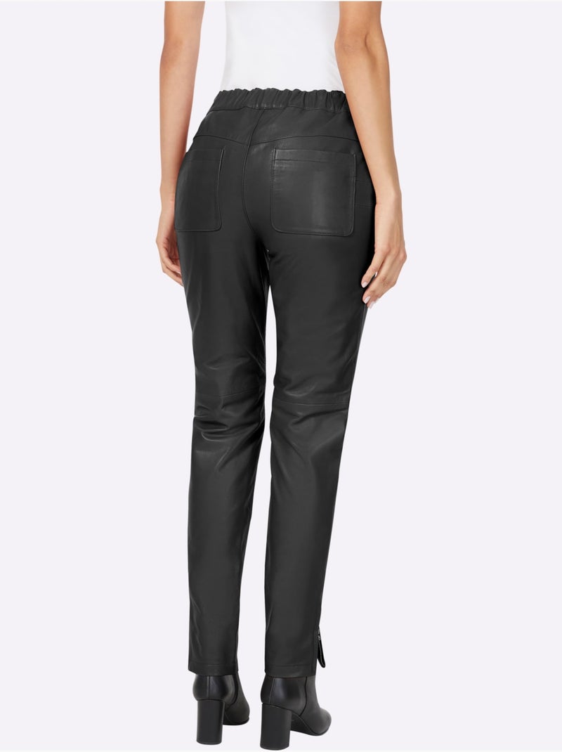 Pantalon En Cuir Cuir Agneau Nappa - Taille Standard - helline Noir - Kiabi