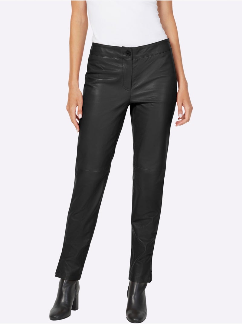 Pantalon En Cuir Cuir Agneau Nappa - Taille Standard - helline Noir - Kiabi