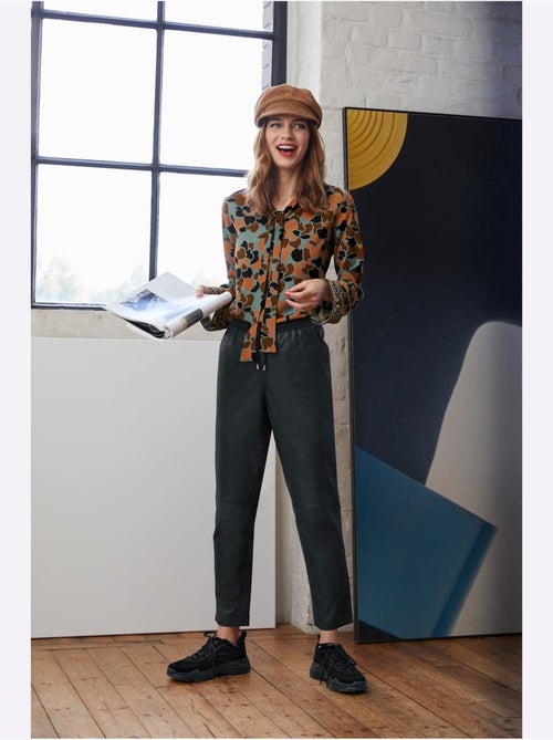 Pantalon En Cuir Forme Jogging Tendance - Taille Standard - helline - Kiabi