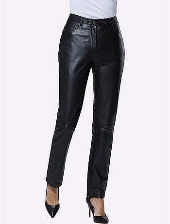 Pantalon en cuir pur cuir d'agneau nappa - taille standard - helline