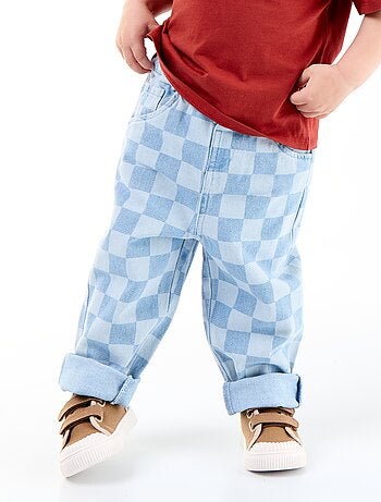 Pantalon en denim à carreaux