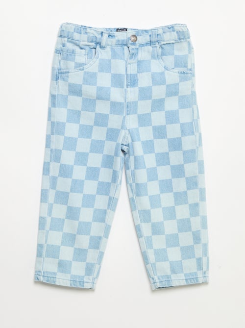 Pantalon en denim à carreaux - Kiabi
