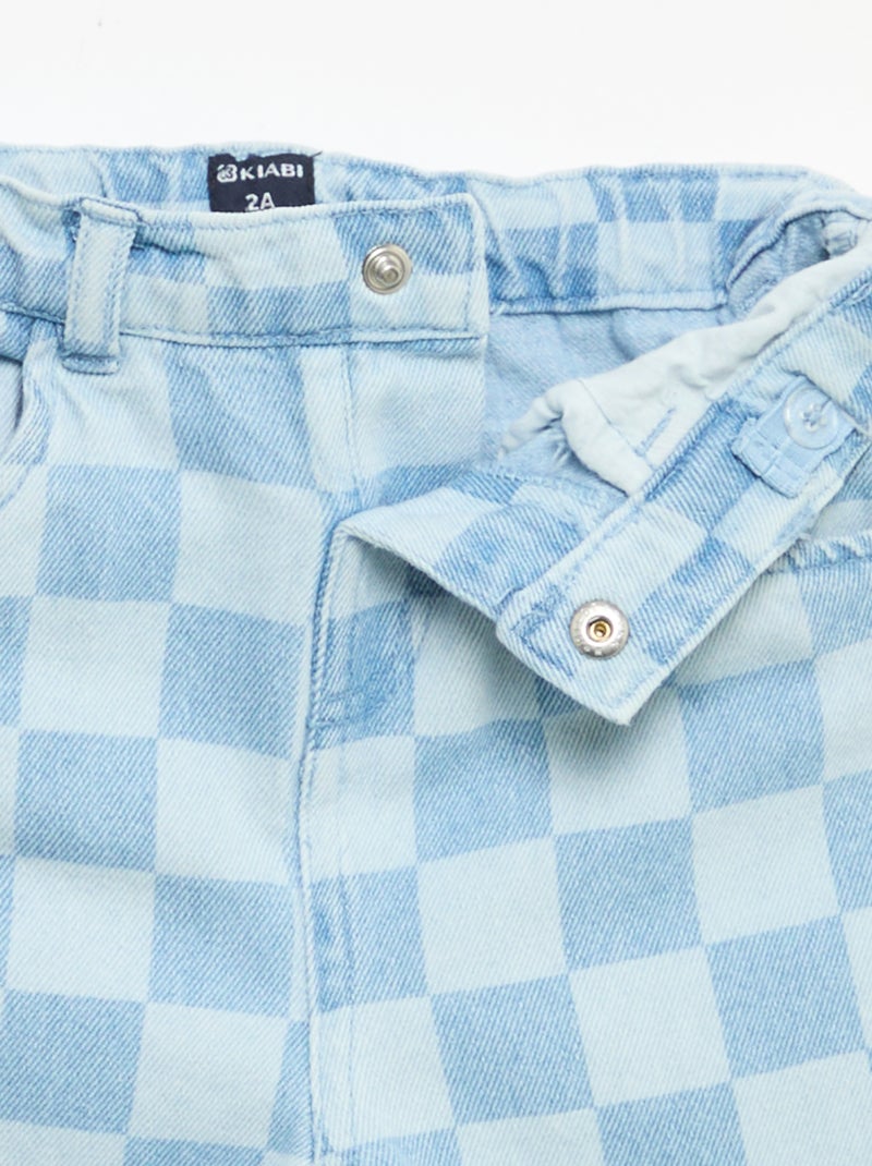 Pantalon en denim à carreaux Bleu - Kiabi