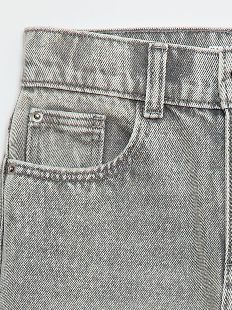 Pantalon en denim à taille haute Gris - Kiabi
