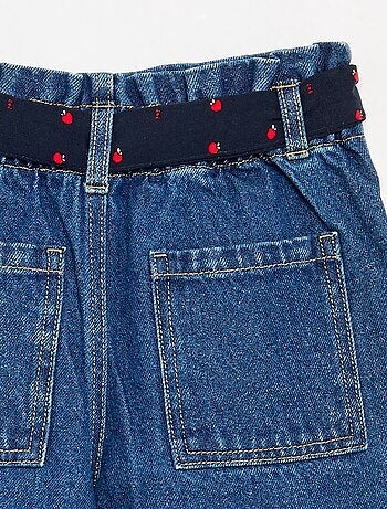 Pantalon en denim avec ceinture en tissu