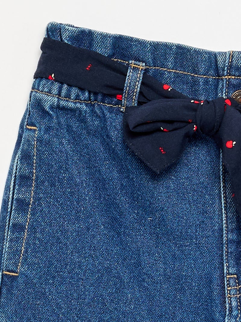 Pantalon en denim avec ceinture en tissu Bleu - Kiabi