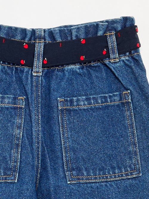 Pantalon en denim avec ceinture en tissu - Kiabi