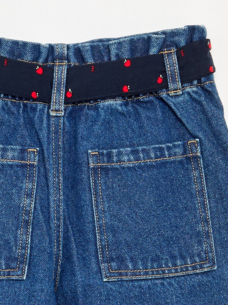 Pantalon en denim avec ceinture en tissu Bleu - Kiabi