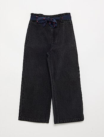 Pantalon en denim avec ceinture en tissu
