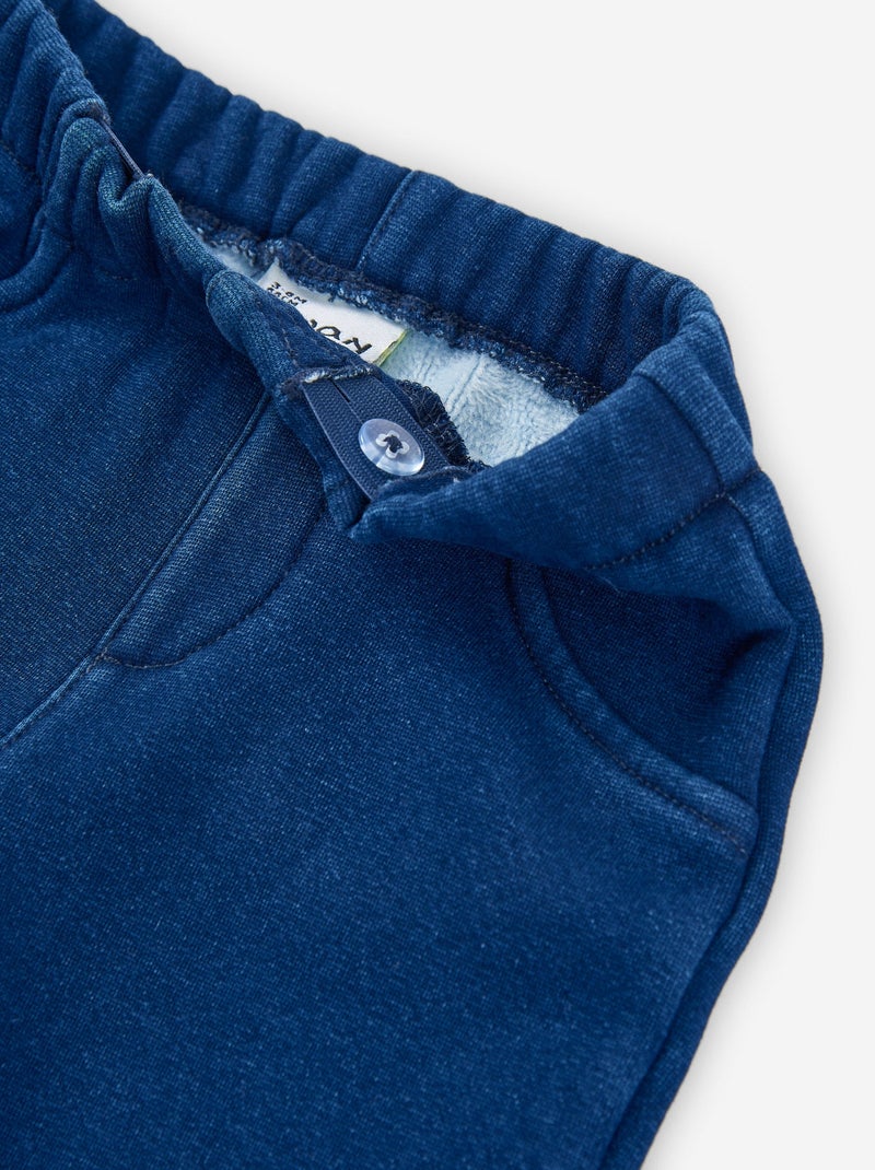 Pantalon en denim avec doublure polaire Bleu - Kiabi