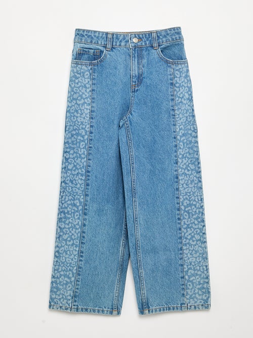Pantalon en denim avec empiècements imprimés - Kiabi