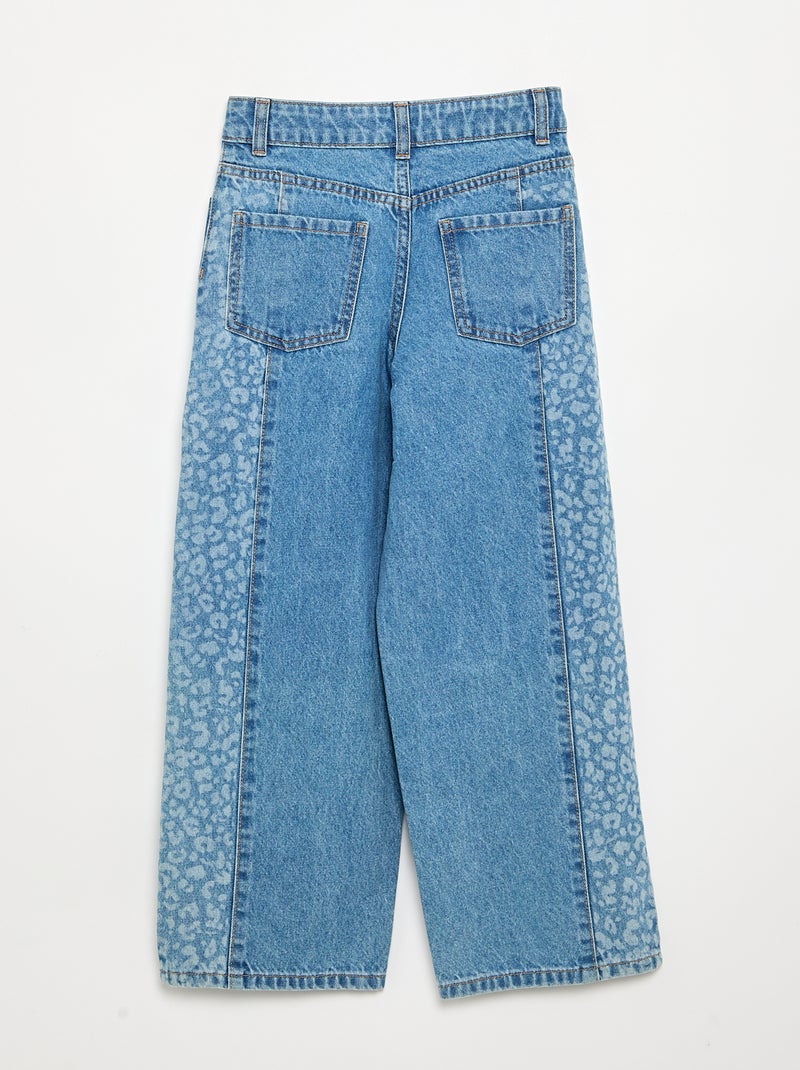 Pantalon en denim avec empiècements imprimés Bleu - Kiabi
