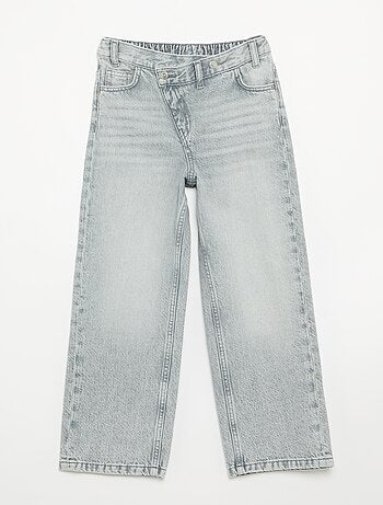Pantalon en denim avec patte de boutonnage décalée