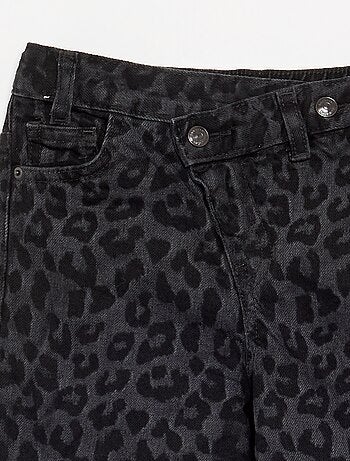 Pantalon en denim avec patte de boutonnage décalée