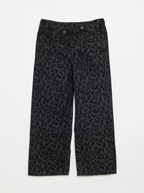 Pantalon en denim avec patte de boutonnage décalée - Kiabi