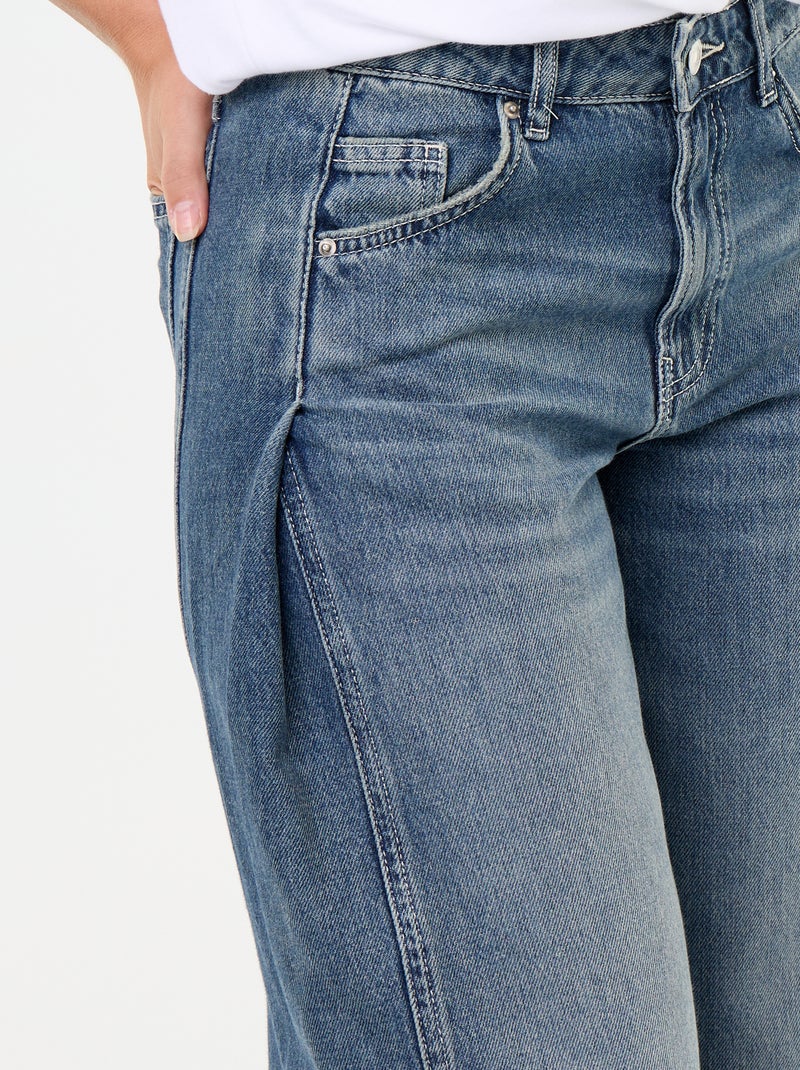Pantalon en denim avec pinces fantaisie Bleu - Kiabi