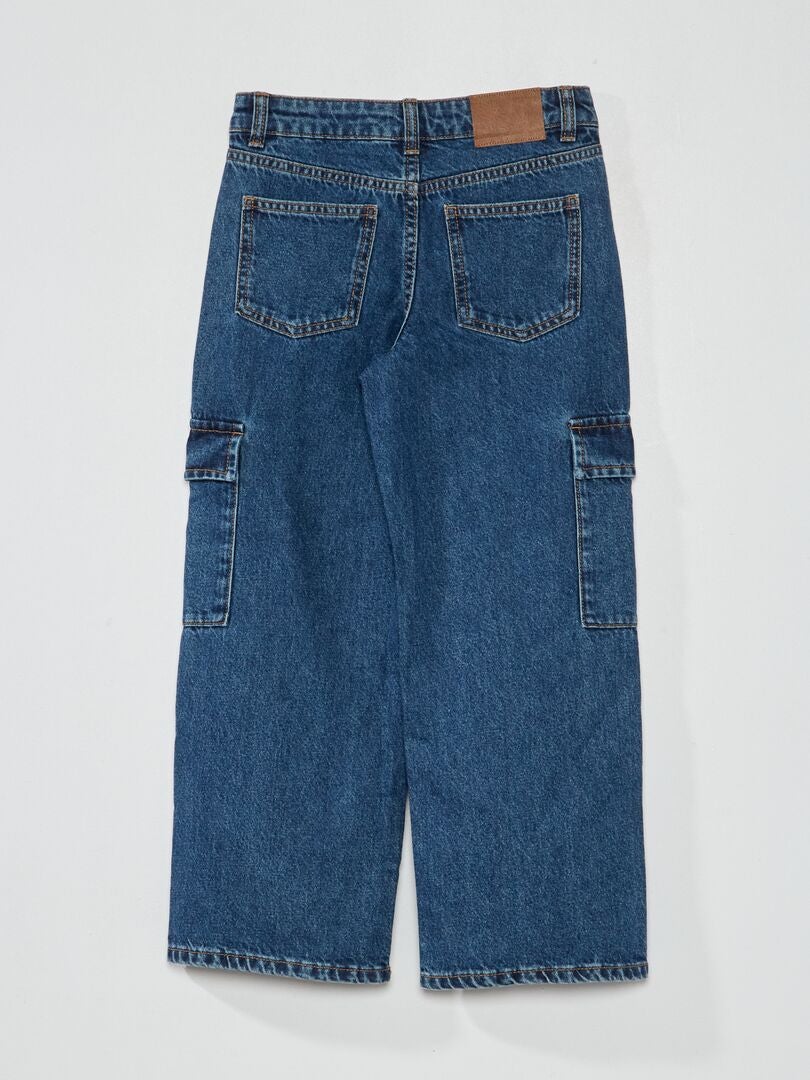 Pantalon en denim avec poches à rabats Bleu - Kiabi