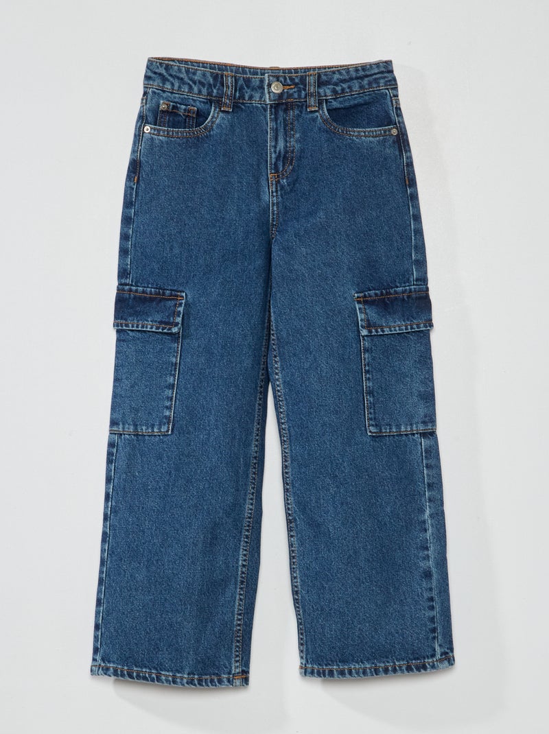 Pantalon en denim avec poches à rabats Bleu - Kiabi