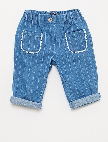 Pantalon en denim avec poches plaquées fantaisies