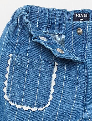 Pantalon en denim avec poches plaquées fantaisies