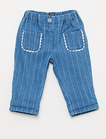 Pantalon en denim avec poches plaquées fantaisies