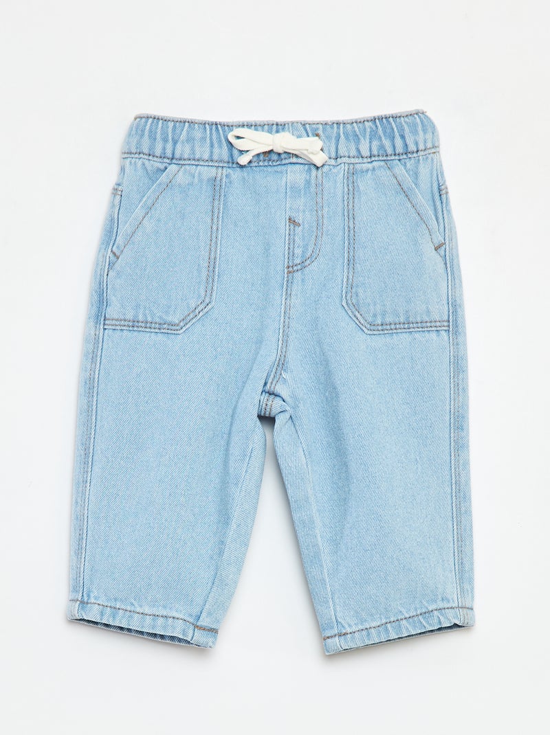 Pantalon en denim avec taille élastiquée BLEU - Kiabi