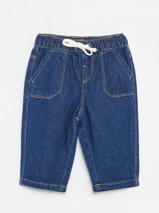 Pantalon en denim avec taille élastiquée