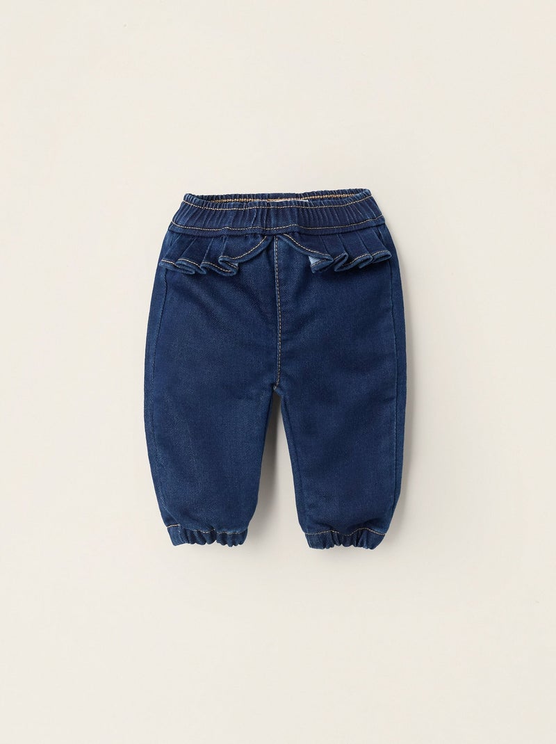 Pantalon en Denim avec Volants à La Taille Bleu - Kiabi