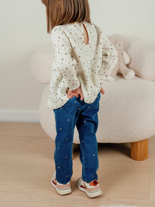Pantalon en denim brodé Noukie's - Kiabi
